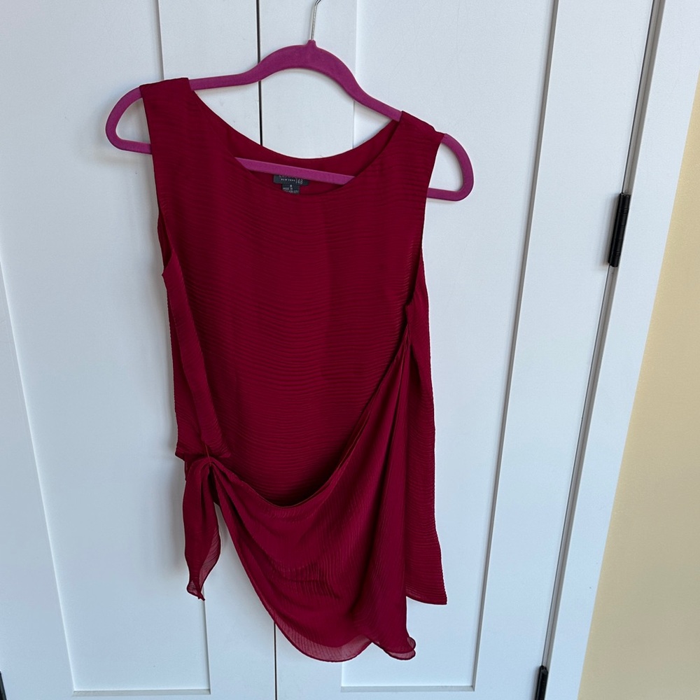 Lafayette 148 New York Sleeveless Burgundy Blouse Size 8